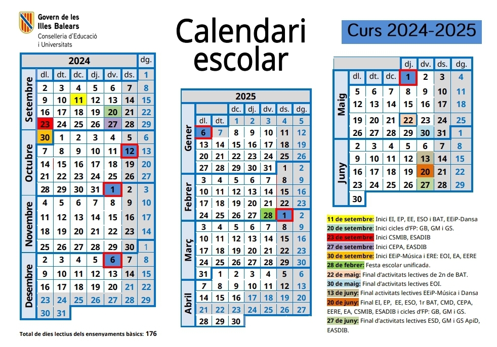 Calendari Escolar 2024-2025